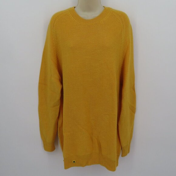 Sheep Inc Women Extra Large Mustard Yellow Knitted Crewneck Merino Wool Sweater - Picture 11 of 12